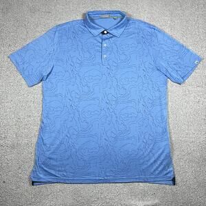 Tasc Performance Polo Shirt Mens XL Blue All Over Print Performance Modal